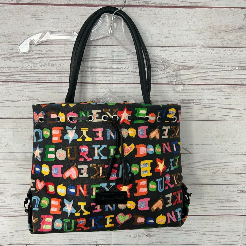 Hard to Find Eco-Friendly Dooney & Bourke Grafitti Doodle Crayon Tassel Tote Bag